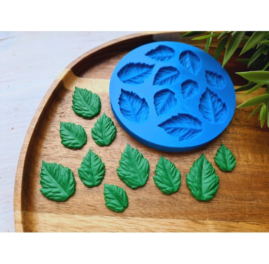 Silicone mold, Leaf, style 6, 10 elements, ~ 1.3-2.9 cm, H:0.3 cm