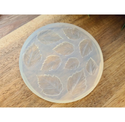 Silicone mold, Leaf, style 6, 10 elements, ~ 1.3-2.9 cm, H:0.3 cm