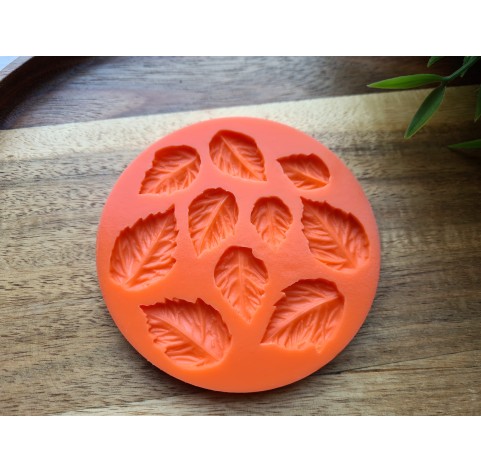 Silicone mold, Leaf, style 6, 10 elements, ~ 1.3-2.9 cm, H:0.3 cm
