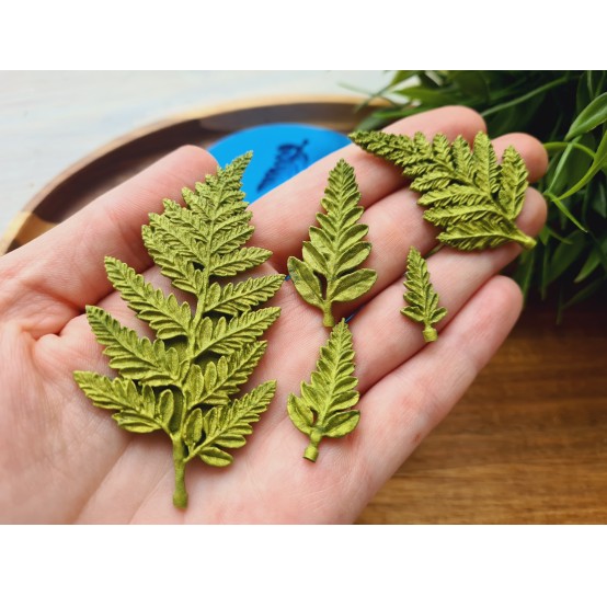 Silicone mold, Fern leaf, style 2, 5 elements, ~ 1-7.8 cm, H:0.2-0.3 cm