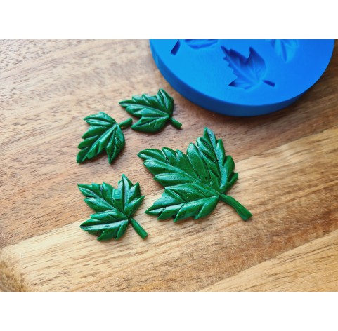 Silicone mold, Maple leaf, style 1, 4 elements., ~ 2.4-4.3*1.8-3.6 cm, H:0.3-0.4 cm