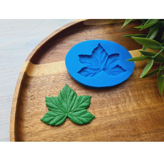 Silicone mold, Cloudberry leaf, style 1, ~ 3.7*4.7 cm, H:0.3 cm