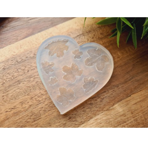 Silicone mold, Cloudberry leaf, style 2, 8 elements, ~ 0.7-2.5 cm, H:0.2 cm