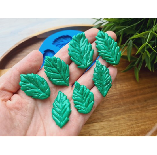 Silicone mold, Leaf, style 12, set, 7 elements, ~ 1.8-3.9 cm, H:0.4-0.5 cm