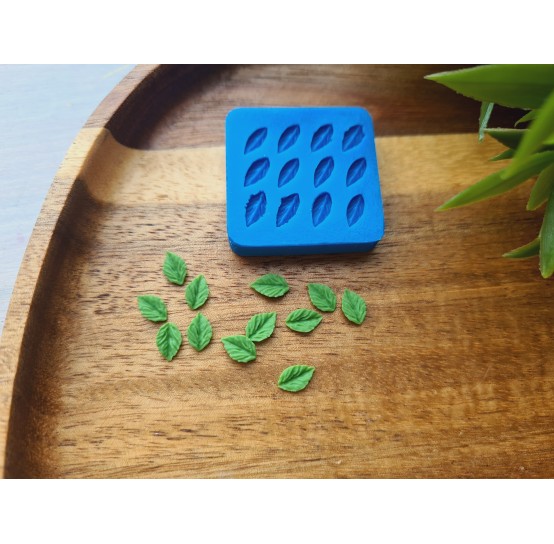 Silicone mold, Leaf, style 13, 12 elements, ~ 0.4*0.7 cm, H:0.1 cm