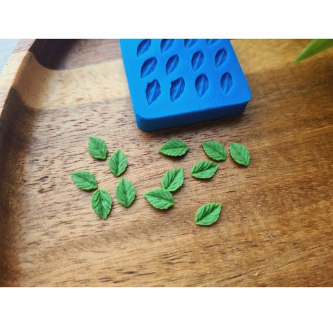 Silicone mold, Leaf, style 13, 12 elements, ~ 0.4*0.7 cm, H:0.1 cm