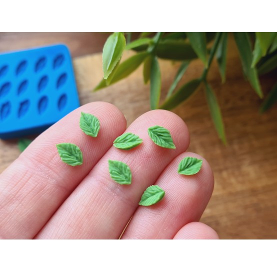 Silicone mold, Leaf, style 13, 12 elements, ~ 0.4*0.7 cm, H:0.1 cm