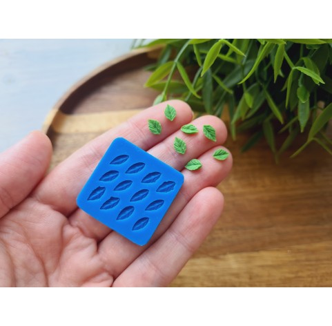 Silicone mold, Leaf, style 13, 12 elements, ~ 0.4*0.7 cm, H:0.1 cm