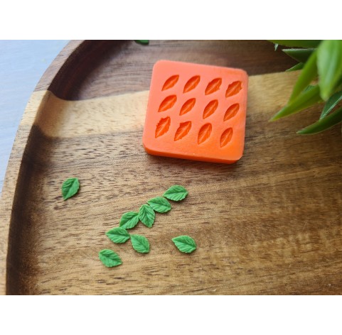 Silicone mold, Leaf, style 13, 12 elements, ~ 0.4*0.7 cm, H:0.1 cm