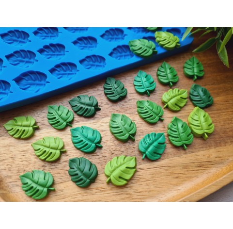 Silicone mold, Monstera leaf, style 2, 42 elements, ~ 1.5*2.1 cm, H:0.4 cm