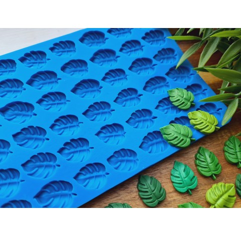 Silicone mold, Monstera leaf, style 2, 42 elements, ~ 1.5*2.1 cm, H:0.4 cm