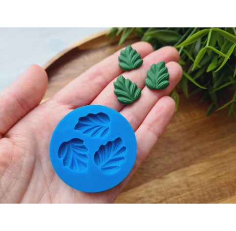 Silicone mold, Leaf, style 13, 3 elements, ~ 1.4*1.8 cm, H:0.3 cm