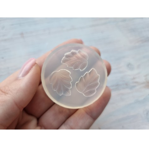 Silicone mold, Leaf, style 13, 3 elements, ~ 1.4*1.8 cm, H:0.3 cm