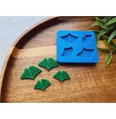 Silicone mold, Ginkgo leaf, 4 elements, ~ 1.4-2.6 cm, H:0.2 cm