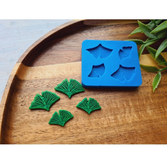 Silicone mold, Ginkgo leaf, 4 elements, ~ 1.4-2.6 cm, H:0.2 cm