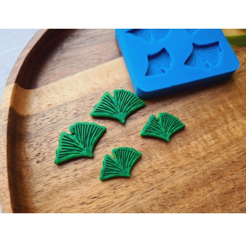 Silicone mold, Ginkgo leaf, 4 elements, ~ 1.4-2.6 cm, H:0.2 cm