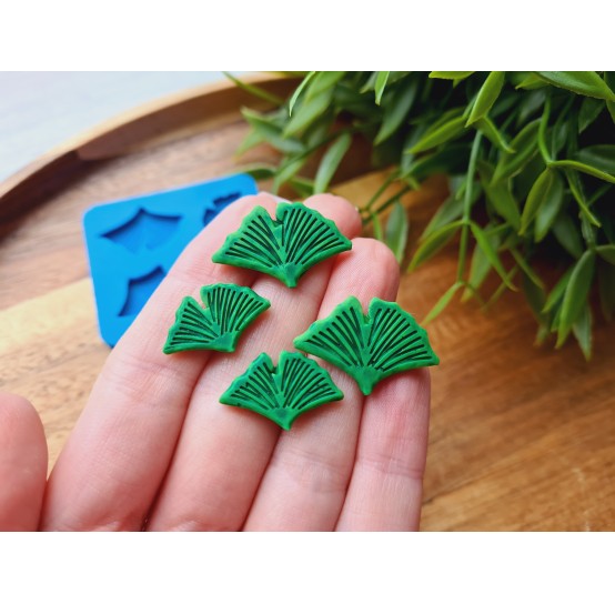 Silicone mold, Ginkgo leaf, 4 elements, ~ 1.4-2.6 cm, H:0.2 cm
