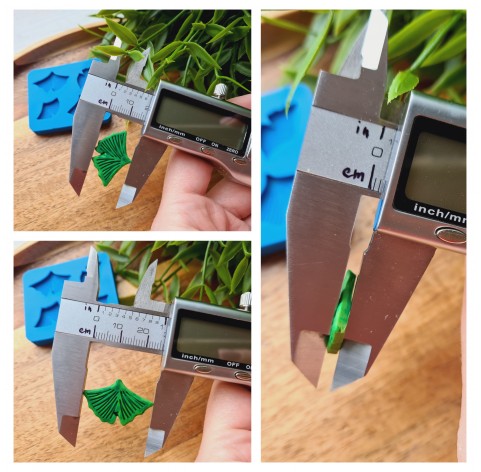 Silicone mold, Ginkgo leaf, 4 elements, ~ 1.4-2.6 cm, H:0.2 cm