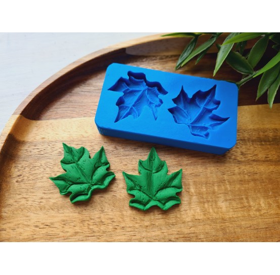 Silicone mold, Leaf, style 16, 2 elements, ~ 3*3.3 cm, H:0.6 cm