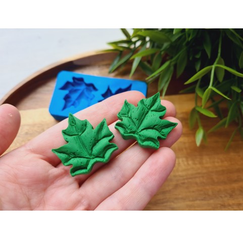 Silicone mold, Leaf, style 16, 2 elements, ~ 3*3.3 cm, H:0.6 cm