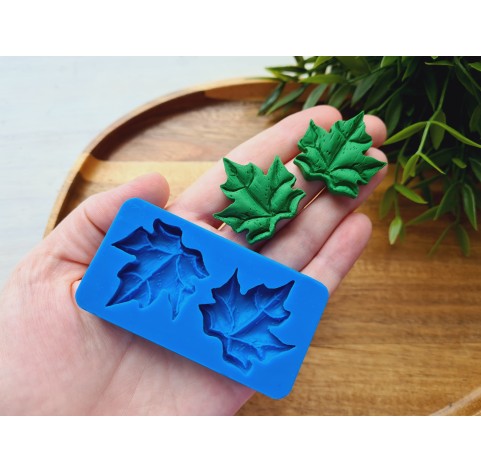 Silicone mold, Leaf, style 16, 2 elements, ~ 3*3.3 cm, H:0.6 cm