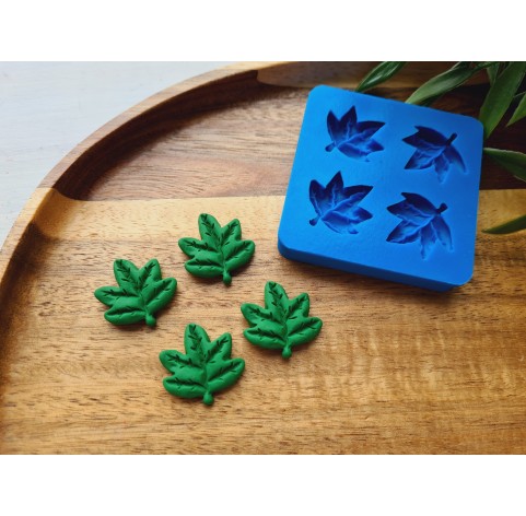Silicone mold, Leaf, style 17, 4 elements, ~ 2.1*2.2 cm, H:0.5 cm
