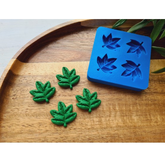 Silicone mold, Leaf, style 17, 4 elements, ~ 2.1*2.2 cm, H:0.5 cm