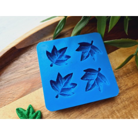 Silicone mold, Leaf, style 17, 4 elements, ~ 2.1*2.2 cm, H:0.5 cm