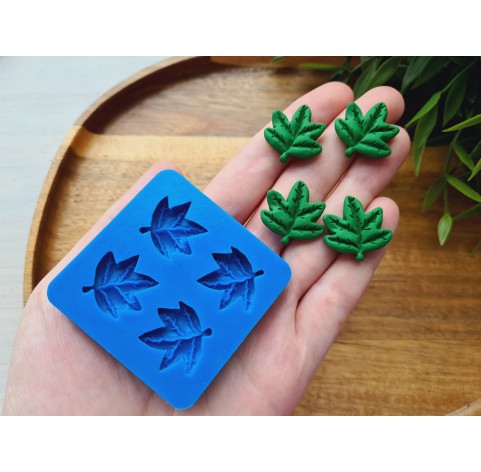 Silicone mold, Leaf, style 17, 4 elements, ~ 2.1*2.2 cm, H:0.5 cm