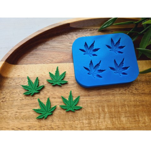 Silicone mold, Leaf, style 18, 4 elements, ~ 1.8*2 cm, H:0.2 cm