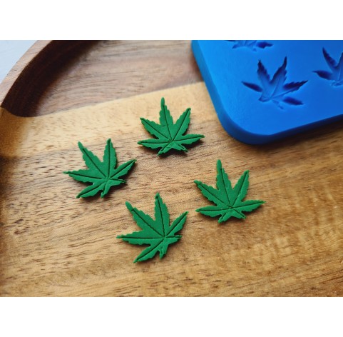 Silicone mold, Leaf, style 18, 4 elements, ~ 1.8*2 cm, H:0.2 cm