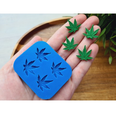 Silicone mold, Leaf, style 18, 4 elements, ~ 1.8*2 cm, H:0.2 cm