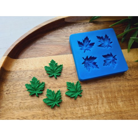 Silicone mold, Leaf, style 19, 4 elements, ~ 1.8*2 cm, H:0.3 cm