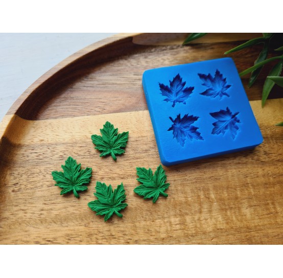 Silicone mold, Leaf, style 19, 4 elements, ~ 1.8*2 cm, H:0.3 cm