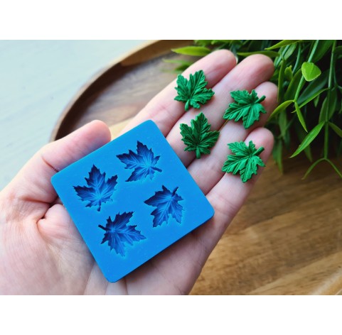 Silicone mold, Leaf, style 19, 4 elements, ~ 1.8*2 cm, H:0.3 cm