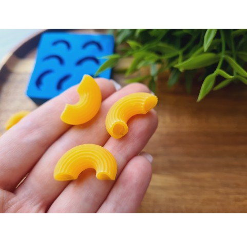 Silicone mold, Macaroni pasta, style 3, 7 elements, ~ 2.3 cm, H:0.9 cm