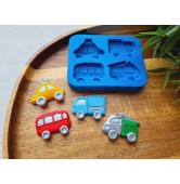 Silicone mold, Car, 4 elements, ~ 2.2-3.2 cm, H:0.5-0.7 cm