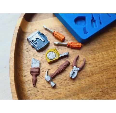 Silicone mold, Tools, style 1, 7 elements, ~ 0.5-2.6 cm, H:0.3-0.5 cm