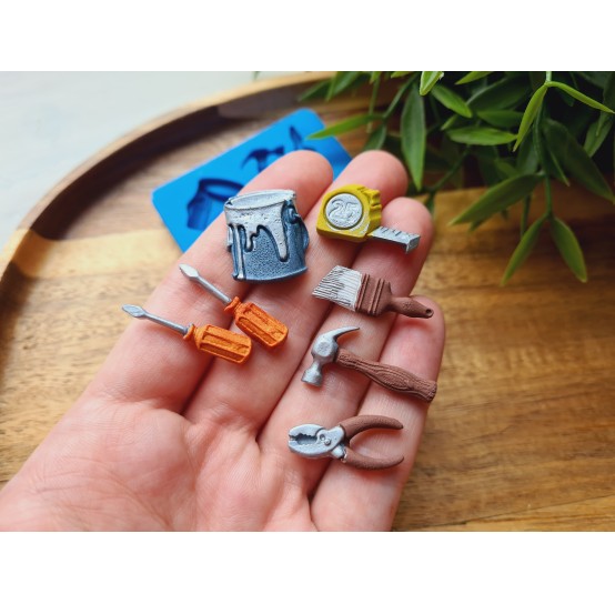 Silicone mold, Tools, style 1, 7 elements, ~ 0.5-2.6 cm, H:0.3-0.5 cm