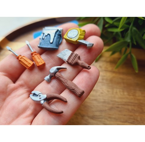 Silicone mold, Tools, style 1, 7 elements, ~ 0.5-2.6 cm, H:0.3-0.5 cm