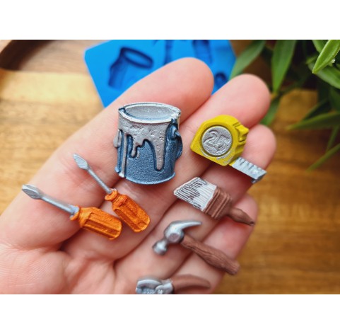 Silicone mold, Tools, style 1, 7 elements, ~ 0.5-2.6 cm, H:0.3-0.5 cm