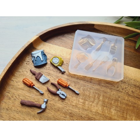 Silicone mold, Tools, style 1, 7 elements, ~ 0.5-2.6 cm, H:0.3-0.5 cm