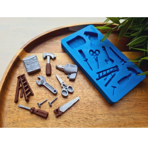Silicone mold, Tools, style 2, 10 elements, ~ 0.5-3.4 cm, H:0.2-0.6 cm