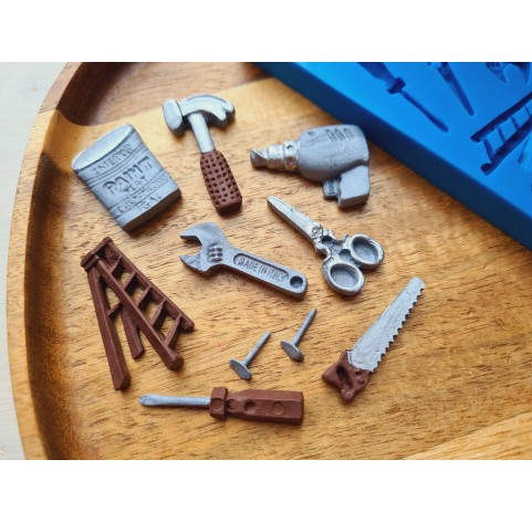 Silicone mold, Tools, style 2, 10 elements, ~ 0.5-3.4 cm, H:0.2-0.6 cm