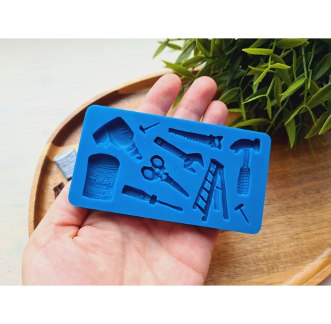 Silicone mold, Tools, style 2, 10 elements, ~ 0.5-3.4 cm, H:0.2-0.6 cm