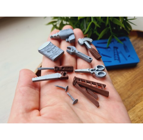 Silicone mold, Tools, style 2, 10 elements, ~ 0.5-3.4 cm, H:0.2-0.6 cm