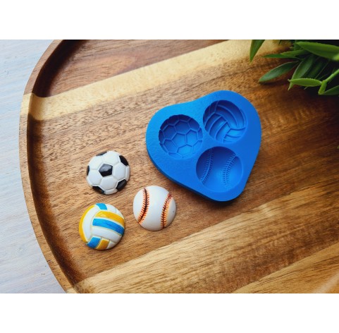 Silicone mold, Set of balls, style 2, ~ Ø 2.3 cm, H:0.8 cm