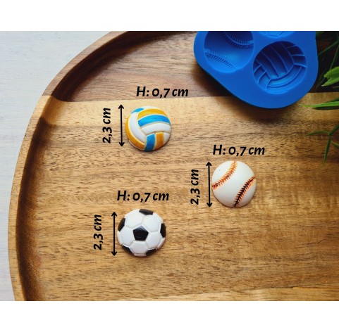 Silicone mold, Set of balls, style 2, ~ Ø 2.3 cm, H:0.8 cm
