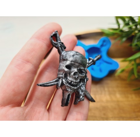 Silicone mold, Skull, style 1, pirate, ~ 4.7*5.2 cm, H:1.1 cm