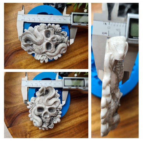 Silicone mold, Skull, style 2, with a snake, ~ 7.3*8.8 cm, H:1.5 cm